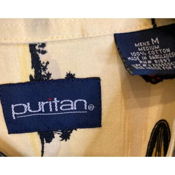 Vintage 90's Men's Puritan Surfer Dude Cotton Button-Down Shirt Size M - Picture 3 of 3